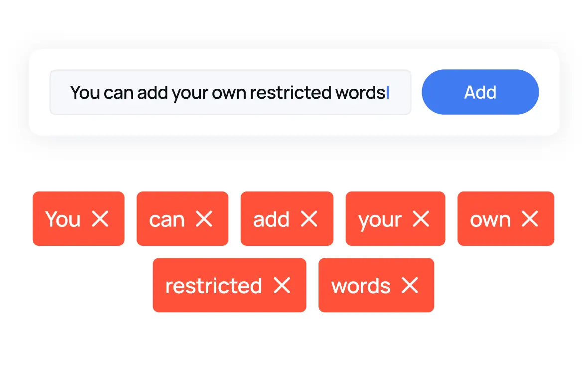 Illustration image of adding your own restricted words feature