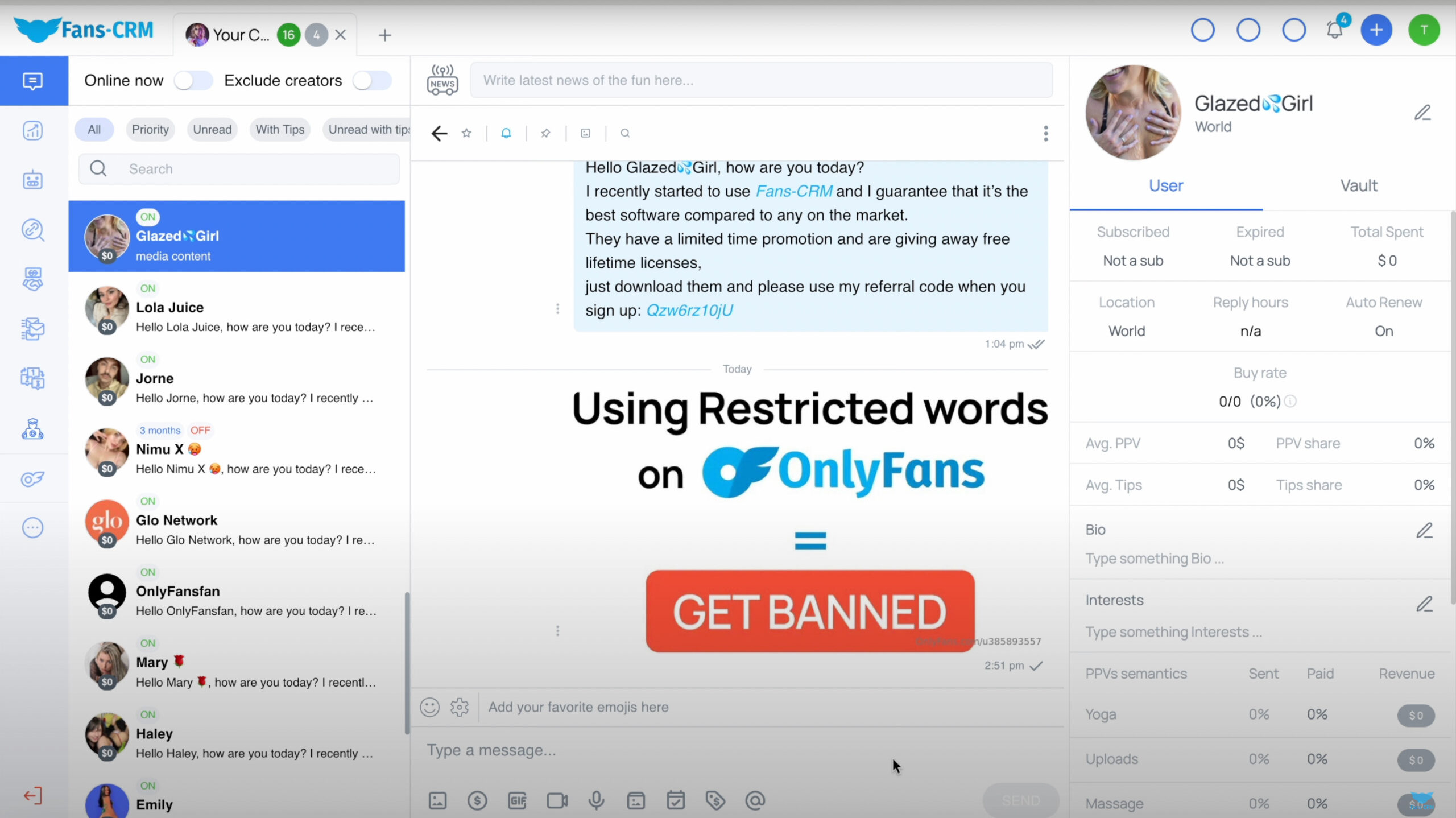 OnlyFans Restricted Words Checker