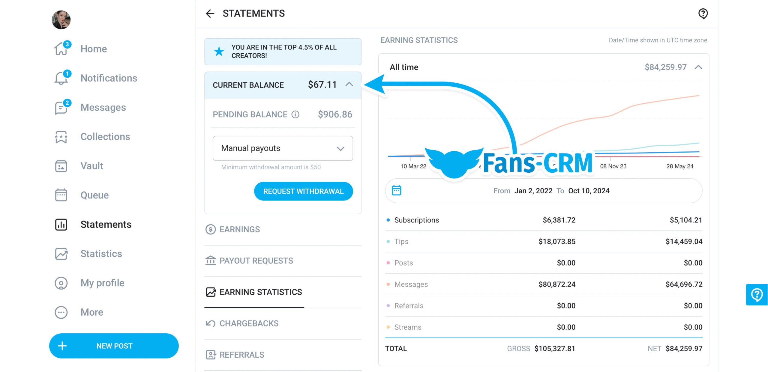 OnlyFans Current balance