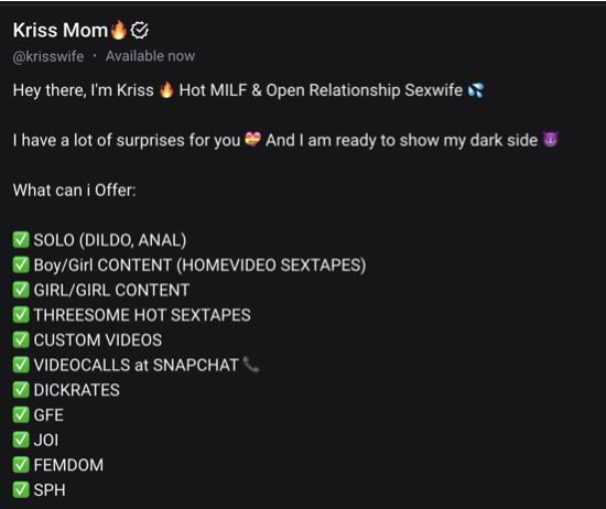 OnlyFans creative bio