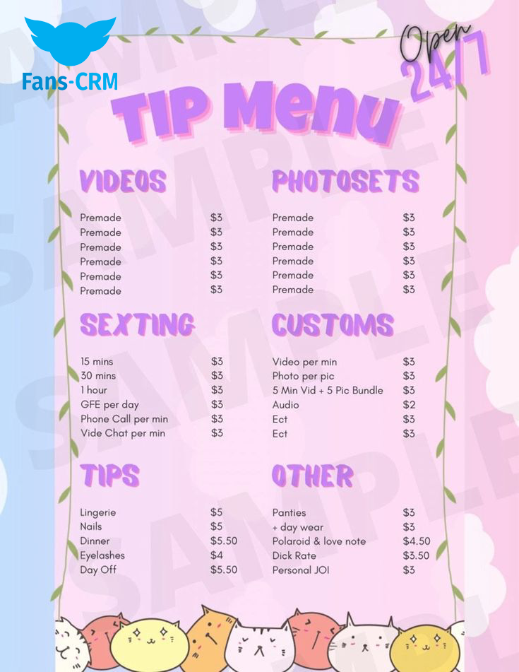 onlyfans tips menu ideas